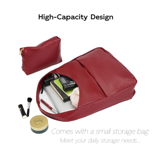 Image of Tote Bags for Women,Faux Leather Shoulder Hobo Purse Soft Slouchy Work Handbag for Work Travel 2pcs