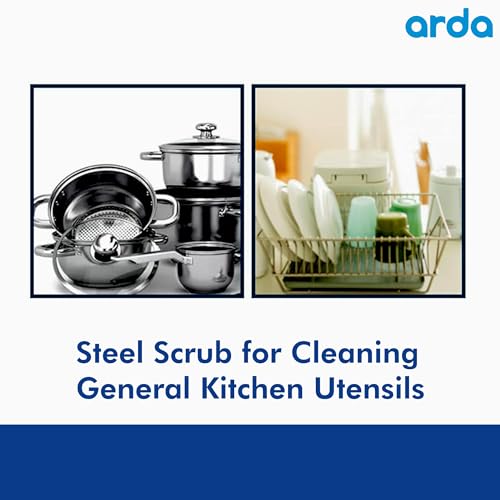 Image of Arda Steel Scrubber Combo Set consists of stainless steel wool wire scrubbers: hard on dried stains but soft on the hands(Pack of 12).