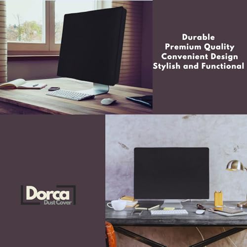 Image of Dorca Dustproof & Waterproof Monitor Cover for iMac 24-inch (2021 /2023 /2024) - Premium All-in-One Desktop Computer Dust Protector | Scratch-Resistant Fabric | Perfect Fit for Apple iMac M1 /M3 - Black