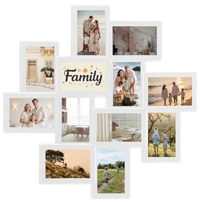 Jerry & Maggie 12 Piece Collage Picture Frames, Photo Frame Wall Decor 4×6 Pictures 12 Opening, Wall Photo Frames for Living Room Decorations, Assembly Required, White