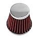 Evermotor 42mm 43mm 44mm Universal Double Layer Steel Air Filter for Motorcycle Scooter ATV Moped Red