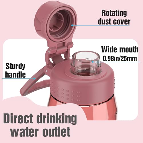 Image of 32oz Clear Water Bottle - BPA-Free Tritan Plastic, Fast Flow Spout Lid, Wide Mouth & Leakproof Design Hiking Water Bottle Suitable for Travel, Outdoors, Gym, Travel, Home, School(Red)