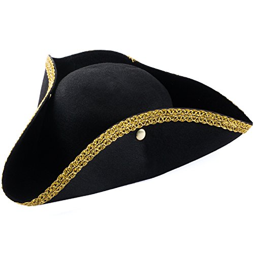 Funny Party Hats Colonial Style Tricorn Hat - Revolutionary War Deluxe Colonial Tricorn Hat2