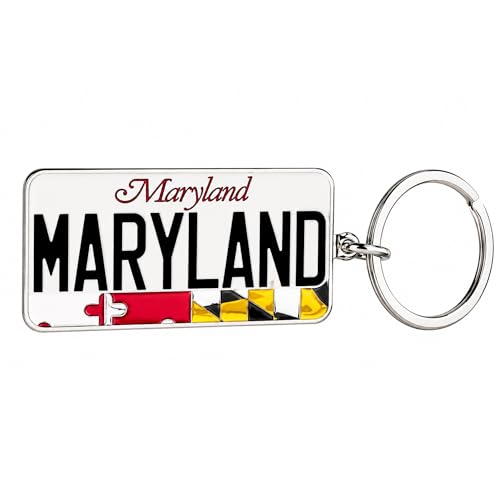 Westmon Works Maryland License Plate Keychain – Premium Metal MD Souvenir Key Ring with State Flag Design – Durable Travel Gift for Men & Women, Car Keys, Backpack & Luggage Accessory