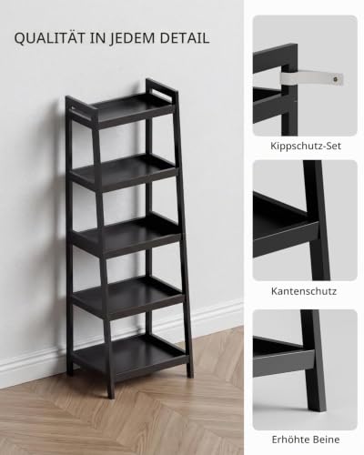 SMIBUY Bambusleiter-Bücherregal, Badezimmer-Aufbewahrungsregal-Organizer, freistehender Pflanzenständer Platzsparende Regale für… – Ansicht 5