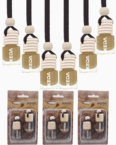Image of ikeda fragrance Car Air Freshener 4ml Car Scents | 6pcs 45-Days Keep Fragrance | Automotive Hanging Diffuser Bottles | Remove Auto Odor Long-Lasting Fresh Air for Home Deodorize (Coffee, 6pcs)