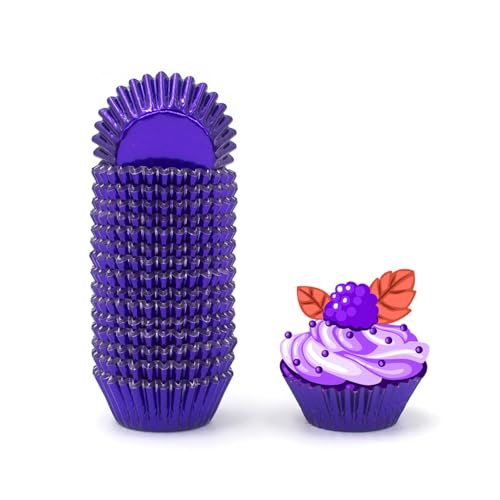 Bakexcel Mini Foil Paper Cupcake Liners, Perfect for Mini Cupcakes, Muffins and Other Treats, Pack of 320, Purple