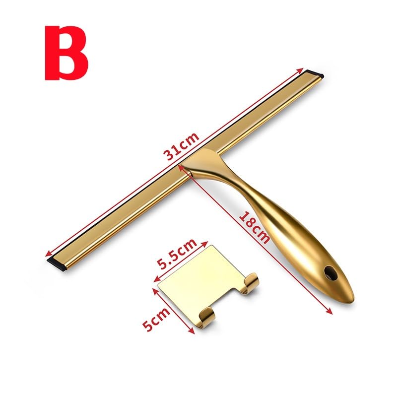 Lavavetri, Tergipavimento for doccia in acciaio inox con maniglia | Lama in gomma siliconica for superfici di finestre, specchi, bagni, cucine e auto(12in)