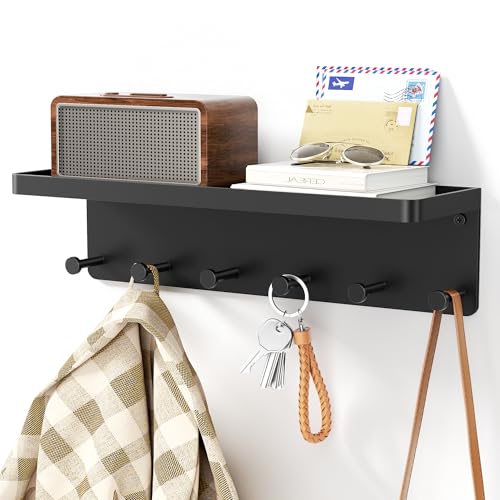 niffgaff Schlüsselbrett Schwarz Metall mit Ablage...