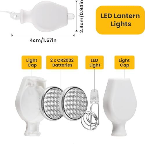 Yizhet LED Ballonlichter - 12 Laternenlichter für Lampions, Warmweiß, Party Dekoration für Hochzeit, Halloween, Weihnachten, Mehrfarben – Bild 3