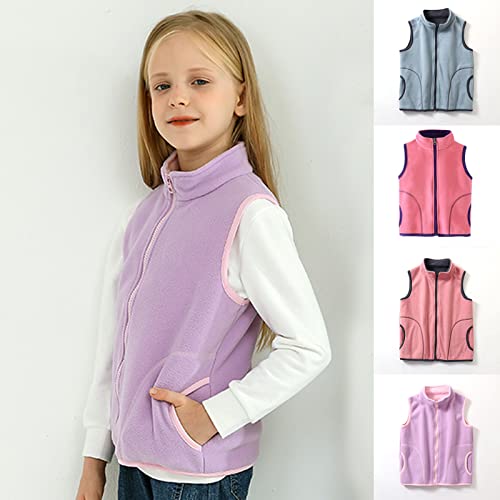 Kids Polar Fleece Vest Full-Zip Sleeveless Jacket Boys Girls' Lightweight Windproof Coat Waistcoat Gilet with Pockets3