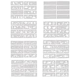 QFEHTHSK 64 Stück Kinder-Malvorlagen, Kinder-Graffiti-Vorlagen, Spitzen-Malvorlagen, Hohle Kopiervorlagen, Gravurvorlagen, Wiederverwendbare Vorlagen