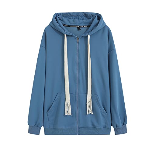GURUNVANI Veste à capuche zippée pour homme, bleu, Small