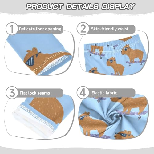 Capybara Blue Girls Leggings Soft Stretch Workout Yoga Dance Pants for Kids Casual Tights3