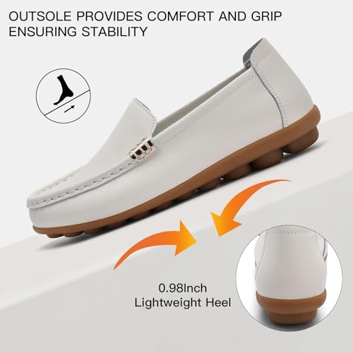 Image of Women's Comfortable & Lightweight Leather Loafers Slip-Ons Driving Walking Mocs Boat Shoes Cute Business Casual Dress Shoes Work Flats for Women