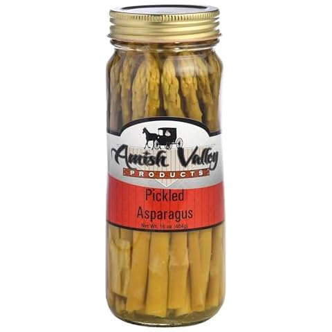 Amish Valley Products Pickled Aspargus Spears Glass Jar Vegetable (Mild, One Jar) Cover