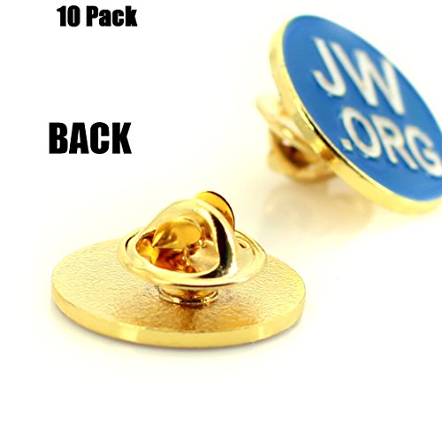 Jehovah Witness - 3/4" Round Blue Lapel Pin - JW.org Neck Tie Hat Tack Clip Women or Men Suits-Gold Round -10 Pcs