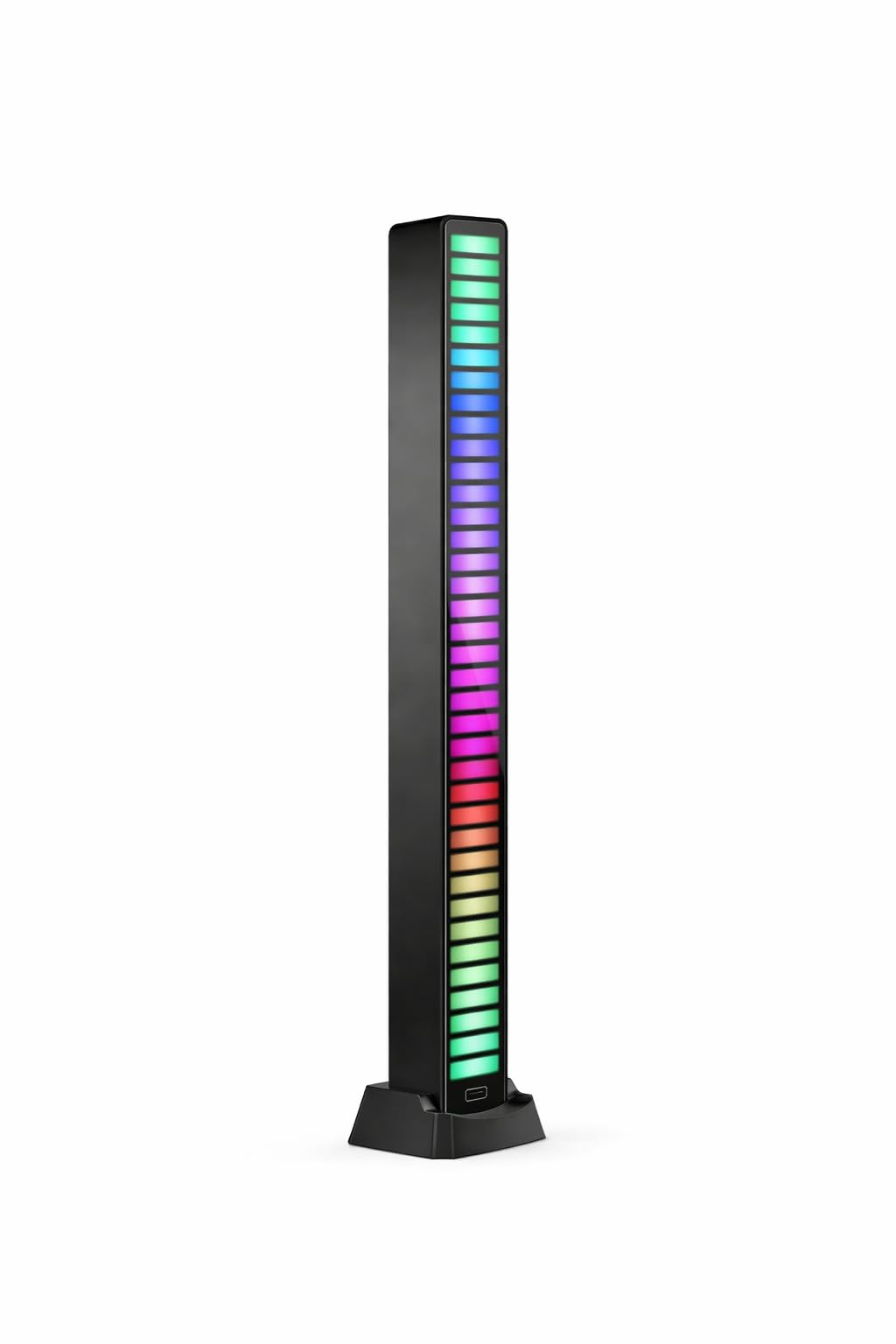 USB Rechargeable RGB Music Rhythm Light Bar 32 LED Voice Sensitive Sound Control Lamp for Gaming Laptop Desktop Car Dashboard TV Soundbar Sync Ambient Light (Black)-image-43