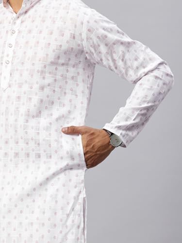 Image of Majestic Man Men's Cotton Regular Fit Ethnic Motifs Printed Long Kurta