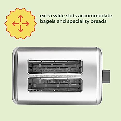 Product Image 5: BELLA 2 Slice Toaster, Quick & Even Results Every Time, Wide Slots Fit Any Size Bread Like Bagels or Texas Toast, Drop-Down Crumb Tray for Easy Clean Up, Stainless Steel