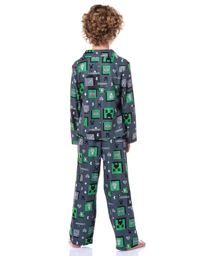 Minecraft Digital Creeper Boy's 2-Piece Pajamas (US, Numeric, 12, Regular, Grey)4