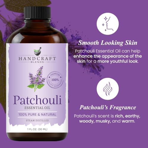 Image of Handcraft Blends Patchouli Essential Oil - 1 Fl Oz - 100% Pure and Natural - Premium Grade Essential Oil for Diffuser and Aromatherapy, Skin, Massage, Candle and Soap Making Fragrance