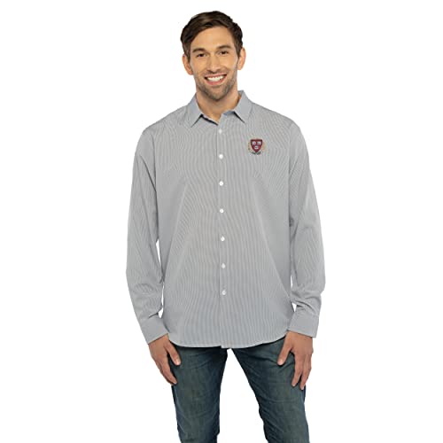 Men's Collegiate Premium Moisture Wicking Long Sleeve Stretch Button Down Shirt, Harvard Crimson, X-Large