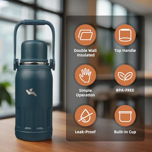 Image of Konokyo 27oz Thermos for Cold Drinks, Insulated Water Bottle, Navy Blue