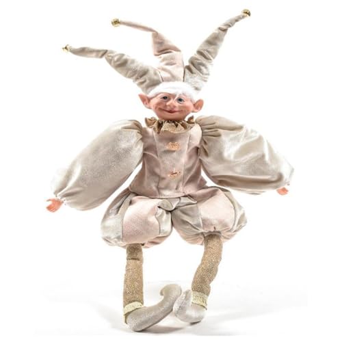 Magie di Natale Duende de Natal em tecido prateado com chapéu de decoração de Natal (pequeno)