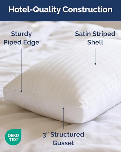 Image of Bed Pillows for Sleeping, King Size, Super Soft & Fluffy, Set of 2 - White | Down Alternative Filling, Hotel Luxury Quality, Gusseted Pillow for Back, Stomach & Side Sleepers, Comfy, Cozy & Breathable