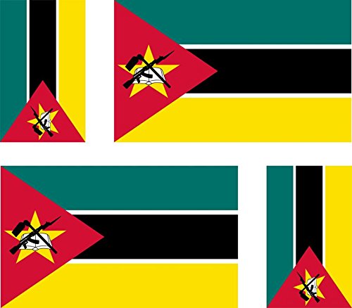 Akachafactory 4 x Autocollant Sticker Voiture Moto Valise pc Portable Drapeau Mozambique mozam
