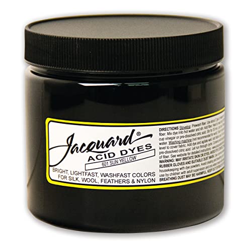 Jacquard Acid Dye - Sun Yellow - 8 Oz Net Wt - Acid Dye for Wool - Silk - Feathers - and Nylons - Brilliant Colorfast and Highly Concentrated