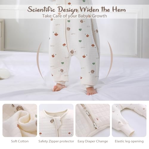 Image of Miracle Baby Sleep Sack with Feet, 1.0 TOG Sleeveless Sleeping Sack with Legs, Breathable Cotton Sleeping Bag for Toddlers