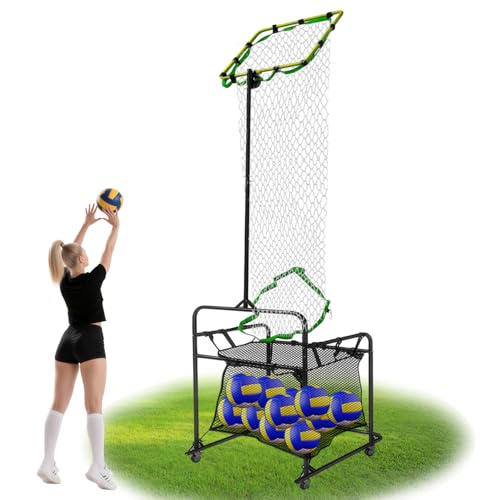 THWTGH Volleyball Setter Trainer Net, Volleyball Setter Training Equipment with Ball Collection Bag, Volleyball Target Net for Serving, Spiking, and Setting Training
