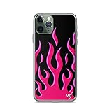 Generic Fire Hot Pink Flame Phone Case Compatible with iPhone 6 6s 7 8 Plus X Xs Xr 11 Pro Max Samsung Galaxy Note S9 S10 S20 Plus, Transparent, Transparent