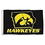 BSI PRODUCTS, INC. - Iowa Hawkeyes 3’x5’ Flag with Heavy-Duty Brass Grommets - UI Football, Basketball & Baseball Pride - High Durability - Designed for Indoor or Outdoor Use - Great Gift Idea