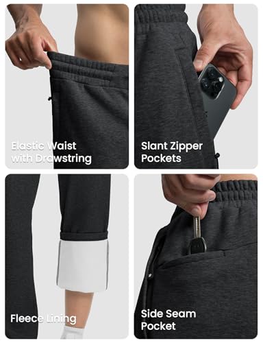 Rdruko Men's Fleece Sweatpants Straight Leg Athletic Yoga Lounge Pants Open Bottom Casual Jersey Pants with Zipper Pockets4