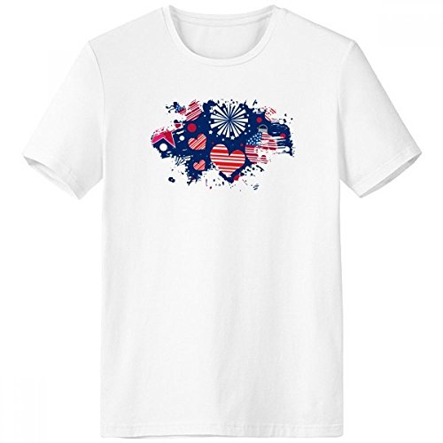 T-shirt USA cœur blanc anti-irritation sans étiquette homme XL