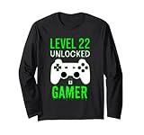 Photo Gallery livello 22 giocatore sbloccato - divertente gamer 22 ° compleanno maglia a manica Photo Gallery livello 22 giocatore sbloccato - divertente gamer 22 ° compleanno maglia a manica