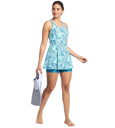 Image of Speedo Women's Swimdress with Boyleg | Swimming Costume Swimsuit | Chlorine Resistance | UPF 40+ Sun Protection | Removable Bra Pads