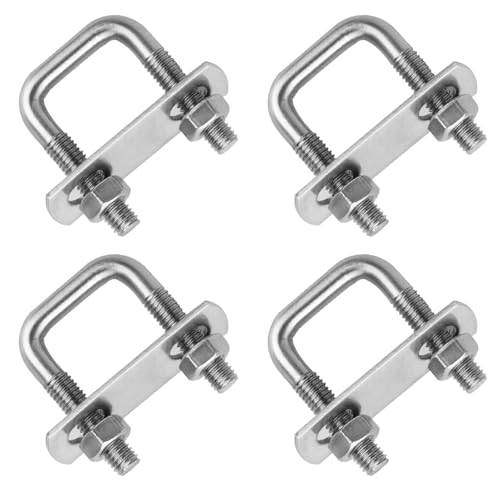 6 Pcs Boulons en U M8 U-Bolts, Vis en U 25x50mm, Boulon en Carrés en Acier Inoxydable avec Écrou et Plaques Rondelle de Plaque de Cadre pour Fixation des...