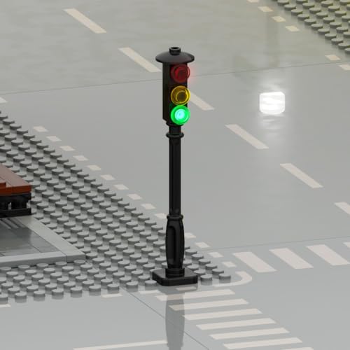 TEDDOO Brick Traffic Light, Set of 2,Automatic Flashing,Building Accessories LED, Easy Installation, Compatible with Lego