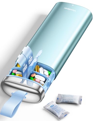 Image of Vaydeer Metal Pill Organizer 2 Times a Day, AM PM 7 Day with Desiccant | Weekly Travel Pill Case with Pull Handle, Airtight Moisture-Resistant Seal, Pill Box for Medication & Supplements