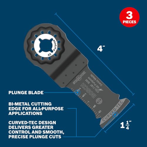 BOSCH OSL114F-3 3-Pack 1-1/4 In. Starlock Oscillating Multi Tool All Purpose Bi-Metal Plunge Cut Blades for Applications in Wood, Wood with Nails, Drywall, PVC, Metal (Nails and Staples) 3 BOSCH OSL114F-3 3-Pack 1-1/4 In. Starlock Oscillating Multi Tool All Purpose Bi-Metal Plunge Cut Blades for Applications in Wood, Wood with Nails, Drywall, PVC, Metal (Nails and Staples) - Image 3