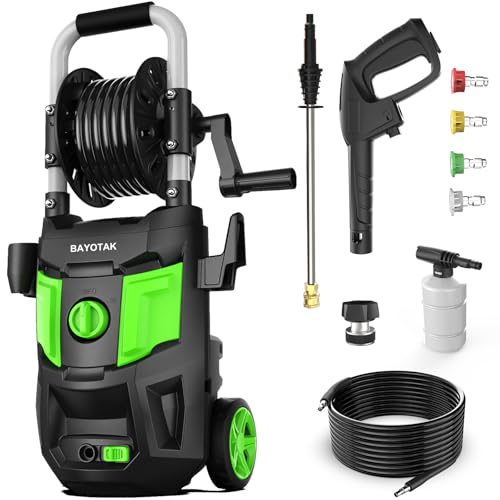 BAYOTAK Pressure Washer -4800PSI Power Washer with Foam Cannon, High Pressure Cleaning Machine with 4 Connect Nozzles for Cars/Patio/Driveways/Home Cleaning