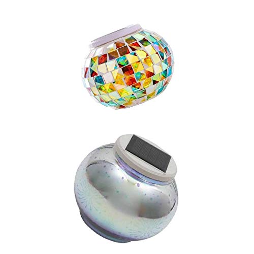 LOVIVER 2pcs Mudança De Cor Mosaico Luzes Solares Bola De Vidro Lâmpadas LED