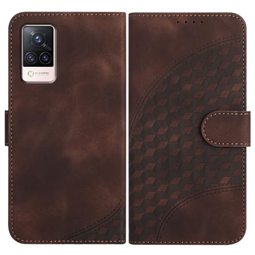 Rfvzubemok Compatible con Vivo V21s 5G Funda,(Piel de PU+Cubierta Blanda de TPU) Compatible con Vivo V21 5G / V21 4G Cierre magnético Kickstand Flip Wallet Case Brown