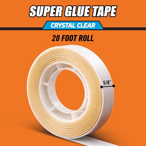 Image of Gorilla Super Glue Tape, High Tack, Double Sided, Clear, 5 /8in x 20ft