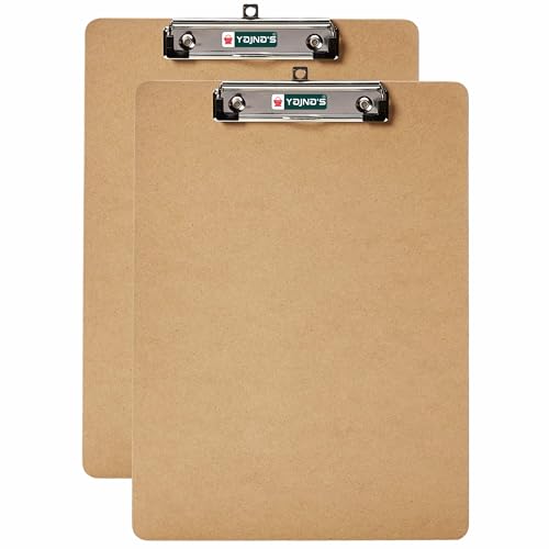 Image of YAJNAS Examination Board Clipboard | Exam Board /Pad (9.5x13.5 Inche) Hardboard Office Clipboard for Boys, Girls, Kids, sudents, School, College & Office (Brown - Pack of 2)