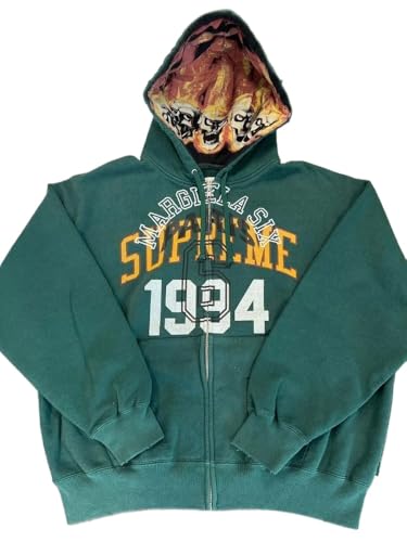 Men's Fashion Pattern Full Zipper Long Sleeve Hoodie with Pocket for Comfortable Fit (green,S)